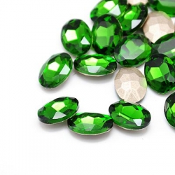 1 Glas-Oval Ø 25x18x6 mm - fern green