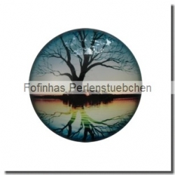 1 Stück Glascabochon Ø 30 mm Crystal mit Grafik "Spiegelung" verschiedene Varianten