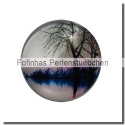 1 Stück Glascabochon Ø 30 mm Crystal mit Grafik "Spiegelung" verschiedene Varianten