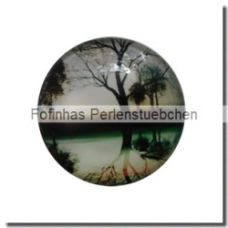 1 Stück Glascabochon Ø 30 mm Crystal mit Grafik "Spiegelung" verschiedene Varianten