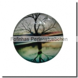 1 Stück Glascabochon Ø 30 mm Crystal mit Grafik "Spiegelung" verschiedene Varianten