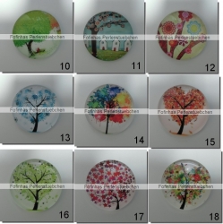 1 Stück Glascabochon Ø 25 mm Crystal mit Grafik "Bäume" verschiedene Varianten