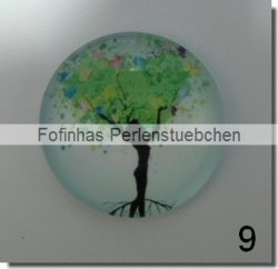 1 Stück Glascabochon Ø 25 mm Crystal mit Grafik "Bäume" verschiedene Varianten