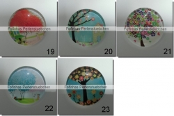 1 Stück Glascabochon Ø 25 mm Crystal mit Grafik "Bäume" verschiedene Varianten