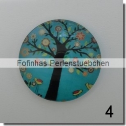 1 Stück Glascabochon Ø 25 mm Crystal mit Grafik "Bäume" verschiedene Varianten