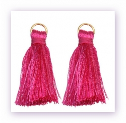 1 Stück Mini-Perlen-Quaste (ca. 3,6cm)  Ibiza Style - mit Öse - hot pink