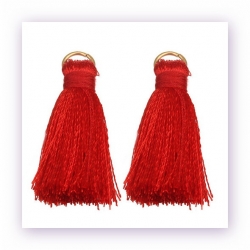 1 Stück Mini-Perlen-Quaste (ca. 3,6cm)  Ibiza Style - mit Öse - red