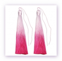 1 Stück Textil-Quaste (ca. 13,0cm) - mit Faden - rose/hot pink Verlauf