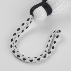 1 Stück Textil-Quaste (ca. 95~98mm lang) - mit Schlaufe - schwarz/weiß