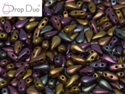 #00.01 - 25 Stück DropDuo Beads 3x6 mm - Purple Iris Gold