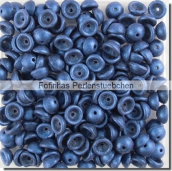 #04.05 - 50 Stück Teacup Beads 2x4 mm - Metallic Suede - Blue