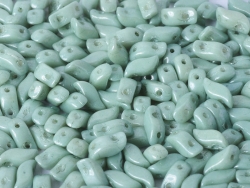 #02.01 - 25 Stück StormDuo Beads 3x7 mm - White Teal Luster