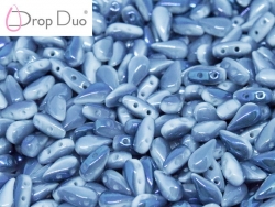 #02.09 - 25 Stück DropDuo Beads 3x6 mm - Chalk White Blue Flare Full