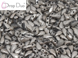#01.06.01 - 25 Stück DropDuo Beads 3x6 mm - Crystal Etched Full Argentic