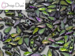 #01.07.02 - 25 Stück DropDuo Beads 3x6 mm - Crystal Etched Full Vitrail