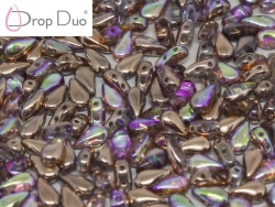 #01.10.01 - 25 Stück DropDuo Beads 3x6 mm - Crystal Copper Rainbow