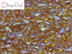 #01.10.02 - 25 Stück DropDuo Beads 3x6 mm - Crystal Orange Rainbow