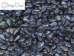 #01.10.03 - 25 Stück DropDuo Beads 3x6 mm - Crystal Graphite Rainbow
