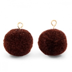 1 Stück Woll PomPom - Brown (Gold-Öse)