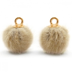 1 Stück Faux Fur PomPom - Camel (Gold)