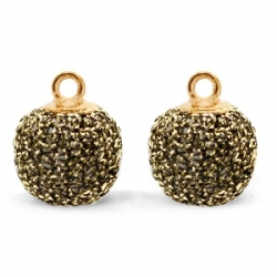 1 Stück Glitter Mesh PomPom - Gold Anthracite (Gold)