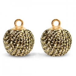 1 Stück Glitter Mesh PomPom - Gold Anthracite (Gold)