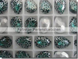 1 Glas-Tropfen Ø 18x13 mm Patina - emerald/silber