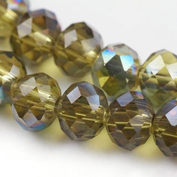 1 Strang facetierte Rondelle 4*6mm dk. topaz AB