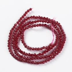 190 facetierte runde Perlen Ø 2mm tr. ruby