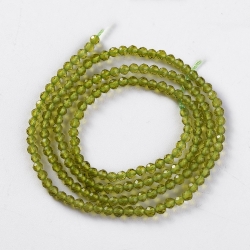 190 facetierte runde Perlen Ø 2mm tr. olivine