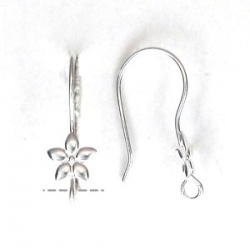1 Paar Ohrhaken Blume - 21 mm - versilbert