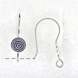1 Paar Ohrhaken Spirale - 21 mm - versilbert