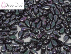 #03.06 - 25 Stück DropDuo Beads 3x6 mm - Jet Full Apricot Med