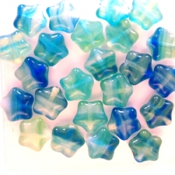 5 Glas-Sterne - 8 mm tr. grün/cobalt