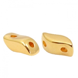 1 Stck. 2-Hole Metallperle ca. 7x3mm (Ø1mm) gold-farben, vergleichbar mit StormDuo Bead