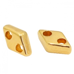 1 Stck. 2-Hole Metallperle ca. 7x4mm (Ø1mm) gold-farben, vergleichbar mit CzMates Diamond Beads