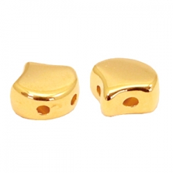 1 Stck. 2-Hole Metallperle ca. 7mm (Ø1mm) gold-farben, vergleichbar mit Ginko Bead