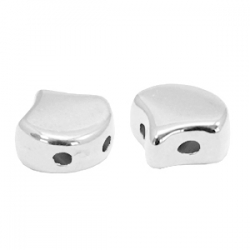 1 Stck. 2-Hole Metallperle ca. 7mm (Ø1mm) antiksilber-farben, vergleichbar mit Ginko Bead