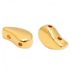 1 Stck. 2-Hole Metallperle ca. 9x5mm (Ø1mm) gold-farben, vergleichbar mit Paisley Bead