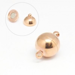 1 Edelstahl-Kugel-Magnet-Verschluss Ø 14x21 mm - rose´goldfarben