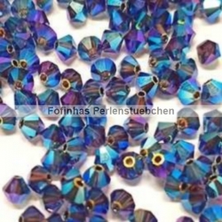 25 Stück - PRECIOSA-M.C. Bicone 4,0 mm - deep tanzanite 2AB