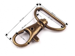 1 Stück - Karabiner - antikbronzefarben, 25 mm-Fädelloch