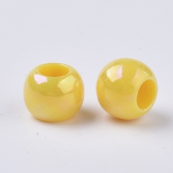 10 Stück Großloch-AcrylPerlen 10x8mm - Gelb AB
