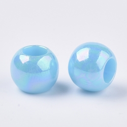 10 Stück Großloch-AcrylPerlen 10x8mm - Blau AB