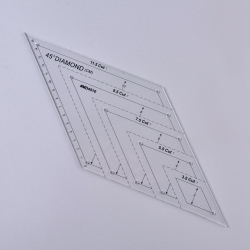 1 Stück Acryl Quilt-Schablone - 45° Winkel Diamond - 300x125x2,9mm, Loch: 3mm