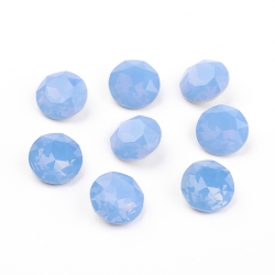 1 Glas-Dentelle/Chaton Ø 8x4,5 mm - Air Blue Opal - Rückseite foiled