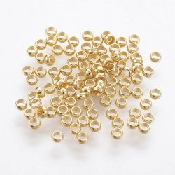 300 Stück 316 Crimpperlen aus chirurgischem Edelstahl, Rondelle, Goldfarben Größe: ca. 1,9 mm Durchmesser, Loch: 1 mm, Innen: 0,8 mm.