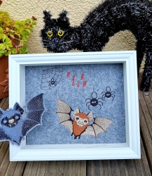 Stickdatei "Vollstick - Fledermaus - Carlos + Spinnen und Spinnennetze"