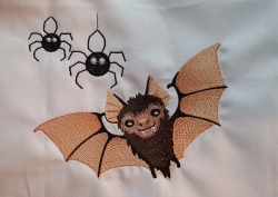 Stickdatei "Vollstick - Fledermaus - Carlos + Spinnen und Spinnennetze"