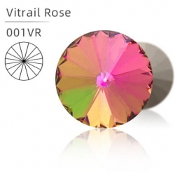 1 Glas-Rivoli 08 mm - Vitrail Rose - Rückseite: foliert